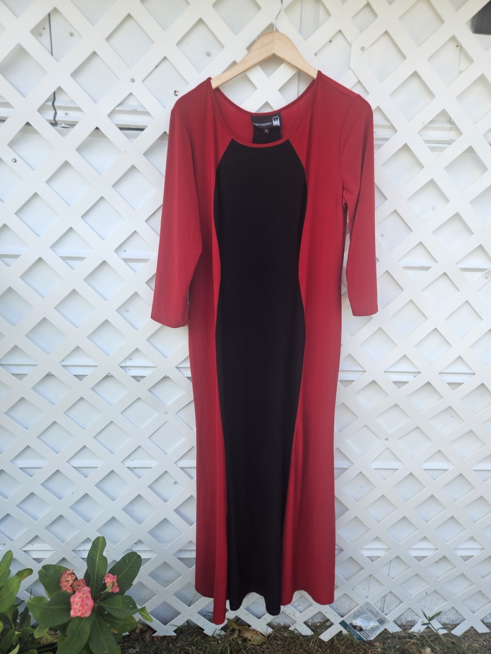 Antthony Red and Black Panel Maxi Dress